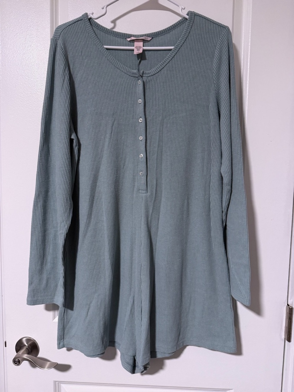 Victoria's Secret Sage Green Ribbed Henley Romper